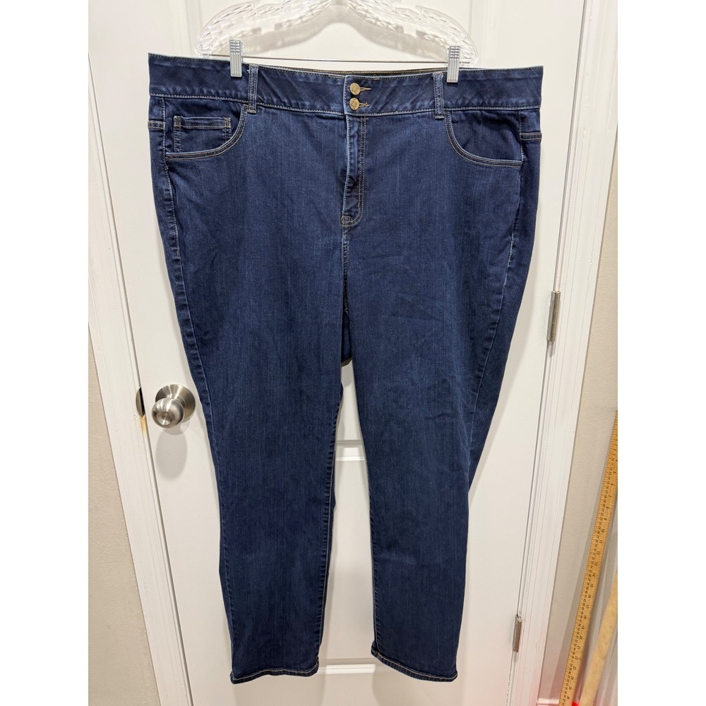 Lane Bryant Womens Straight Leg Jeans Tighter Tummy Technology Dark Wash 26